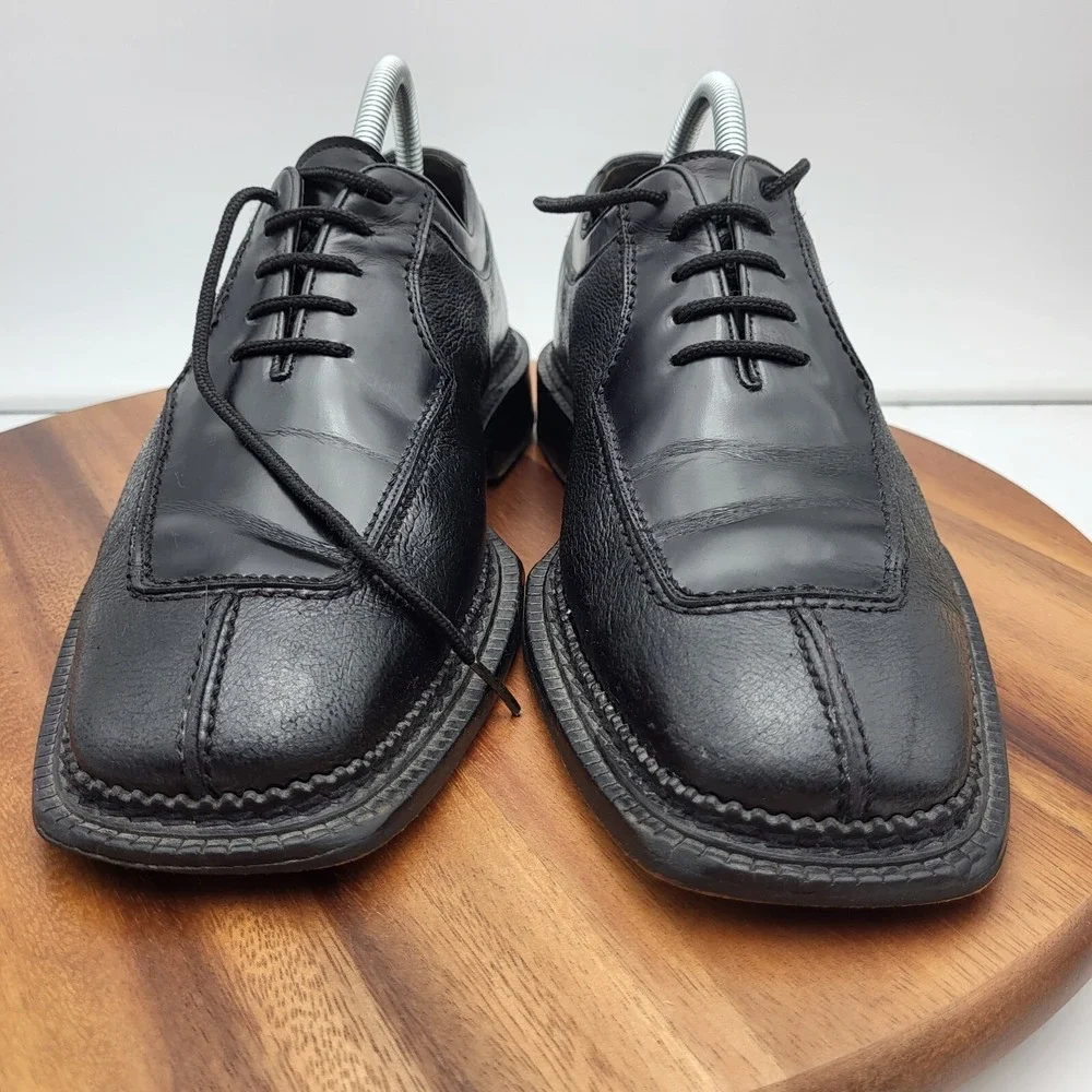 Mezlan Cappella Oxford Dress Shoes Mens Size 8 Black Leather‎ Split Toe Spain